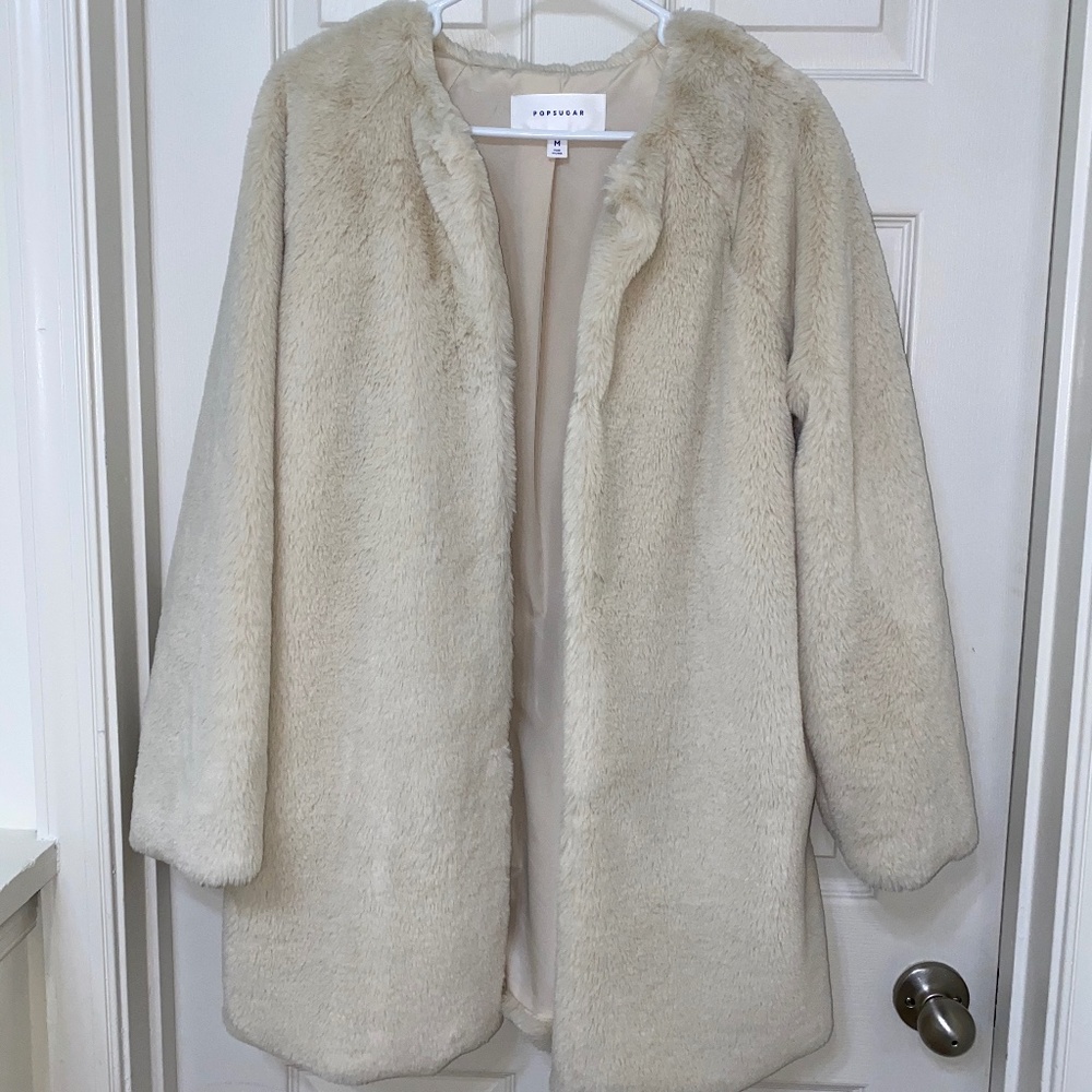 White Fur Duster Jacket